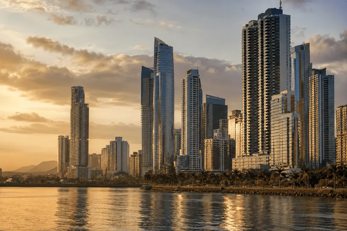 Panama City skyline along the Pacific waterfront